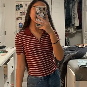 Striped Quarter Zip Tee